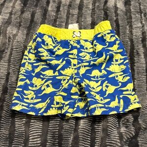 Blue and Yellow Dinosaur Print Kids Shorts